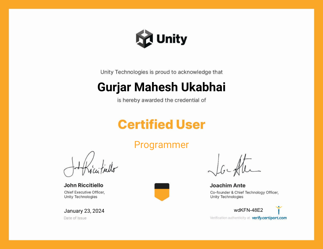 Unity Game Development Certificate